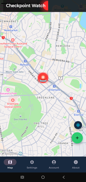 Map with checkpoint markers